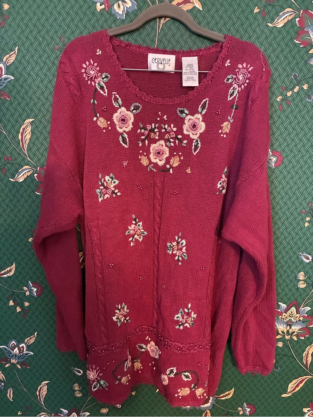Embroidered Floral Sweater - Vintage